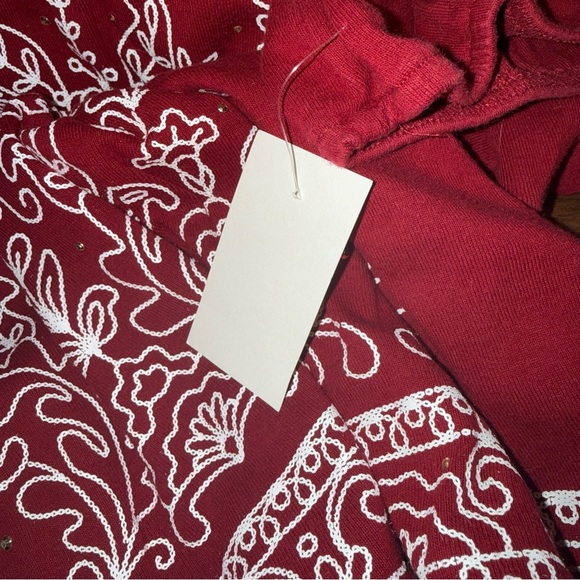 NWT Rebecca Malone Red Embroidered Boho Tunic Top 3/4 Sleeve Large - Picture 6 of 8